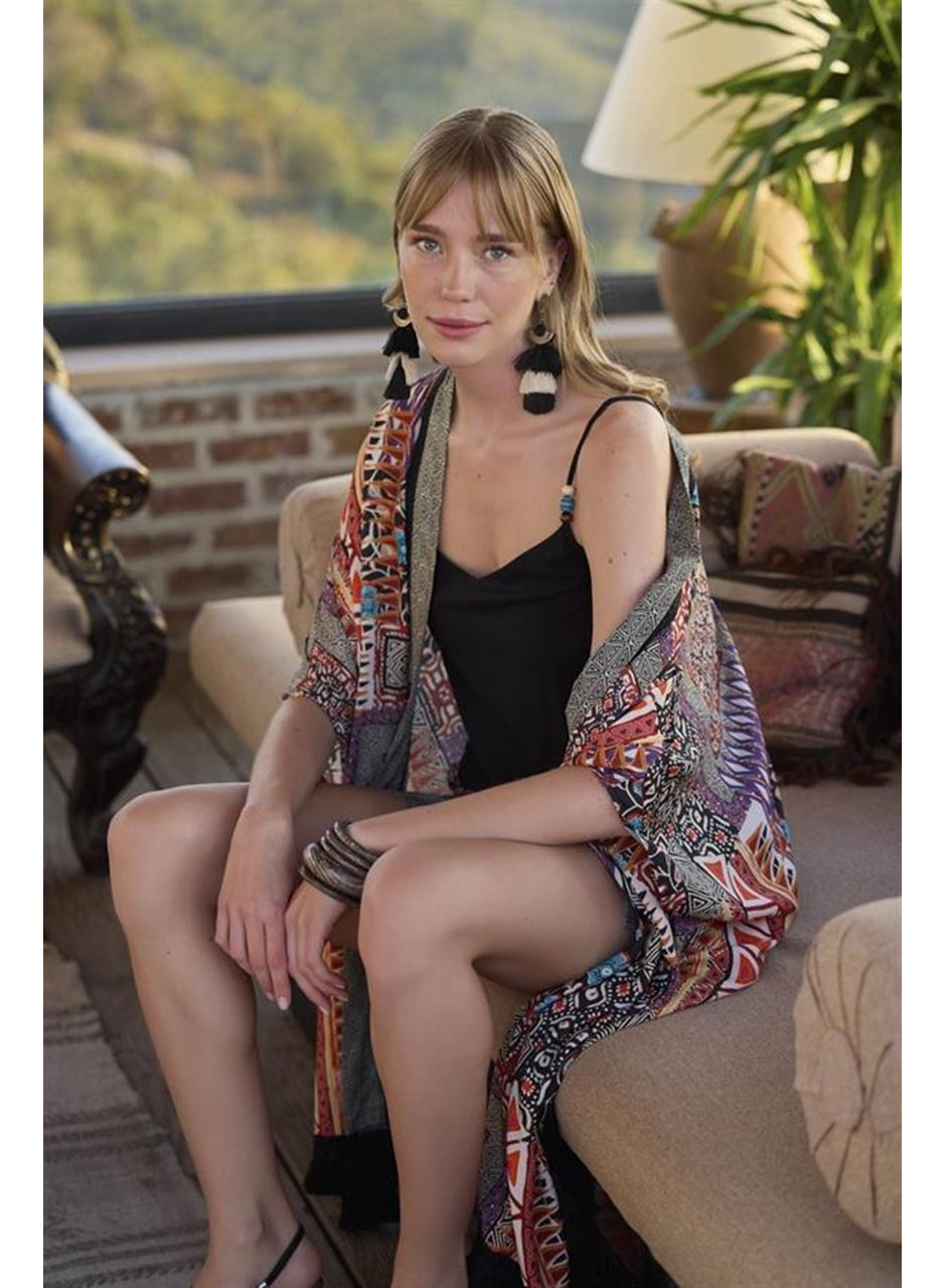 Etnik Desenli 3'lü Alt Üst Takım