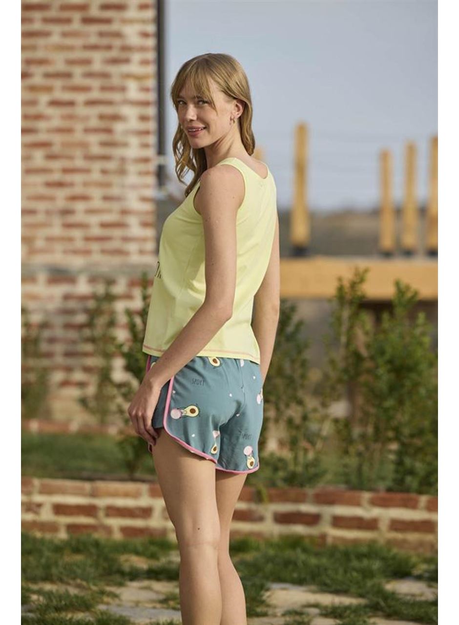 Desenli ve Baskılı "Yoga Sport" Şort Takımı