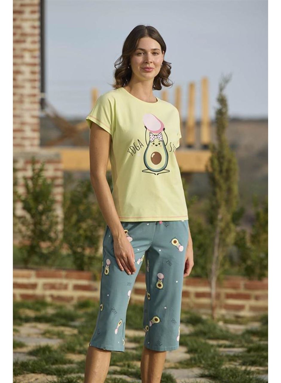 Desenli ve Baskılı "Yoga Sport" Kapri Takımı