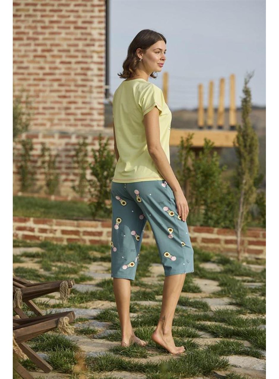 Desenli ve Baskılı "Yoga Sport" Kapri Takımı