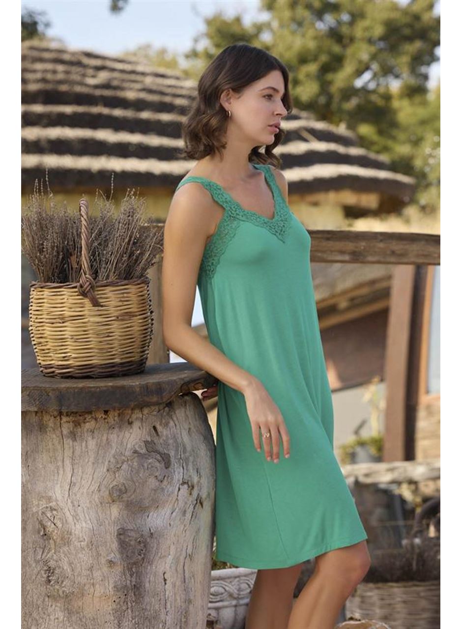 Etnik Deseni ve Dantelli Sabahlık Takımı