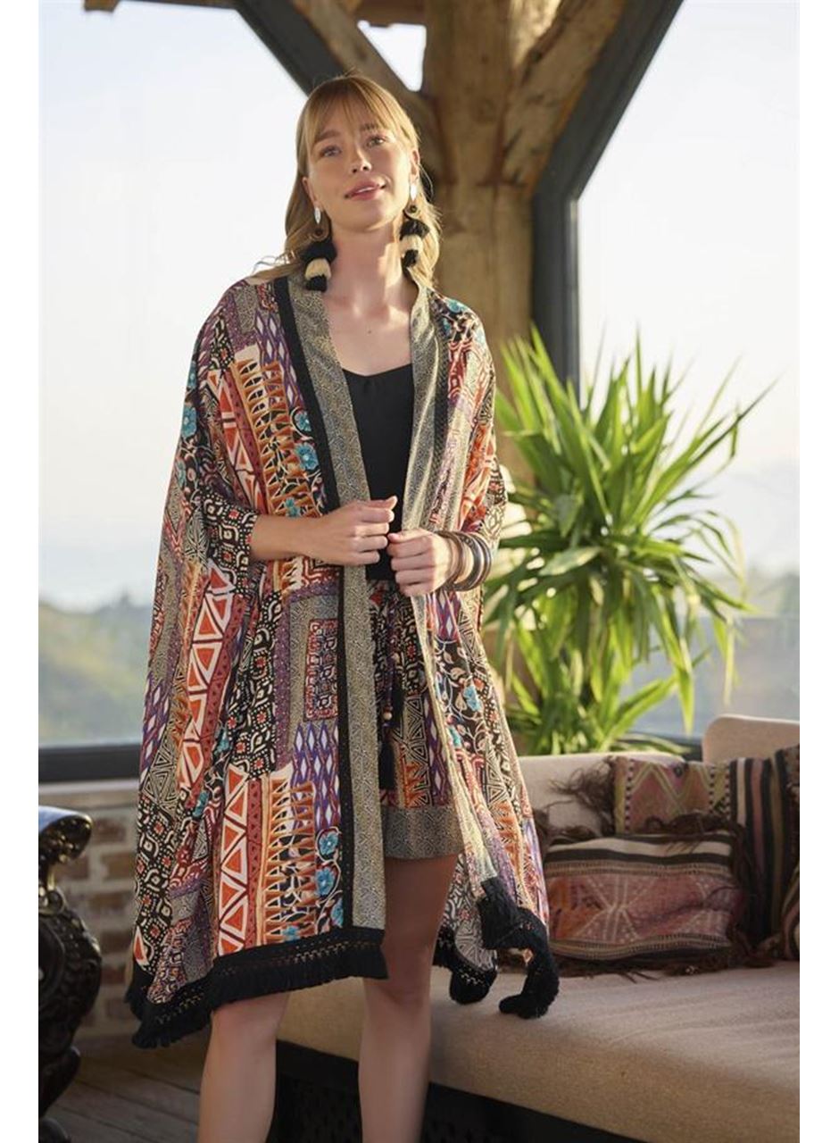 Etnik Desenli 3'lü Alt Üst Takım