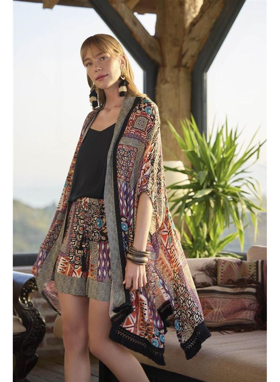 Etnik Desenli 3'lü Alt Üst Takım