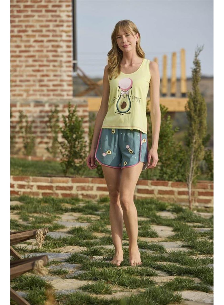 Desenli ve Baskılı "Yoga Sport" Şort Takımı