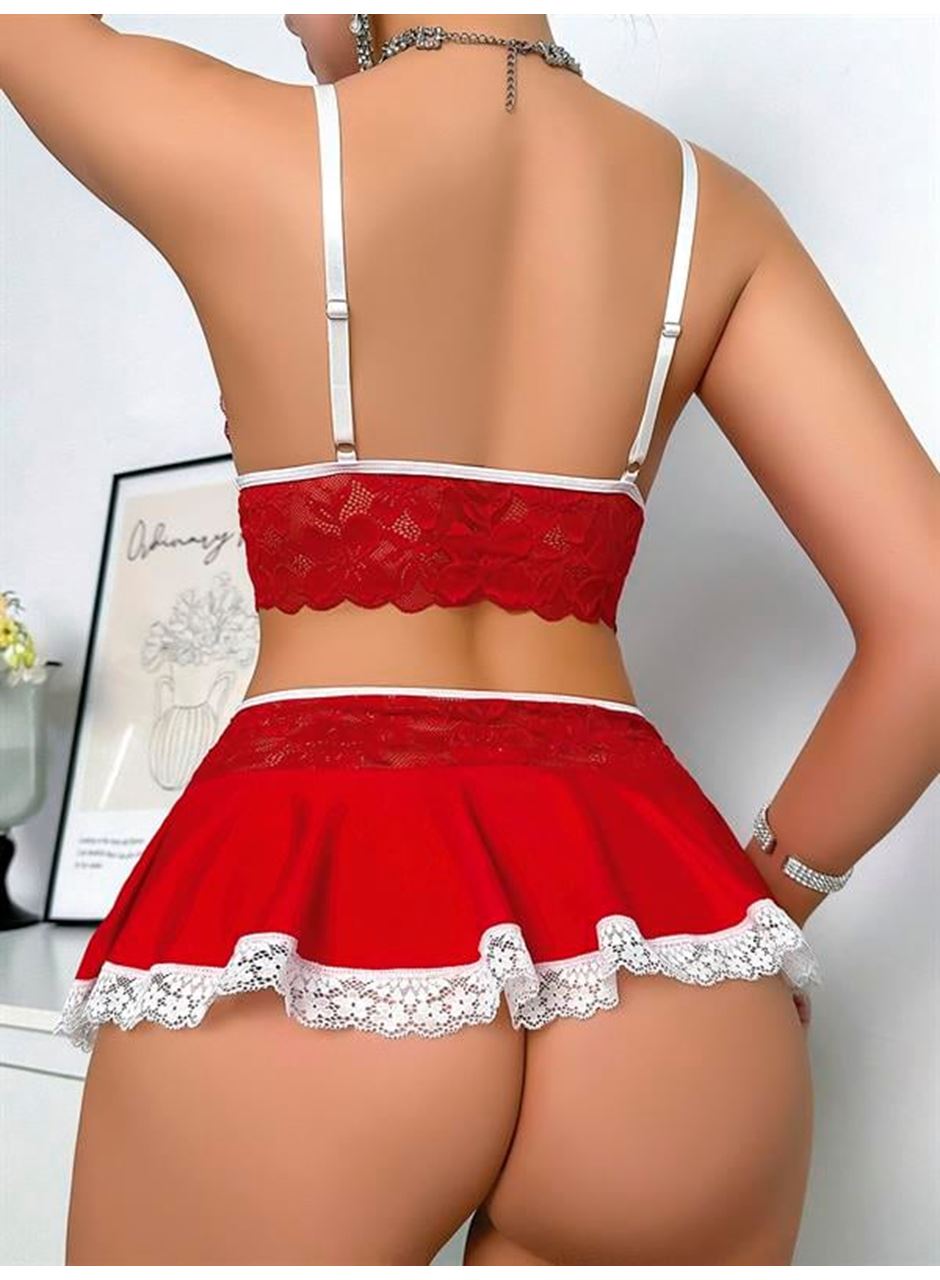 Bustiyer ve Mini Etekli Fantezi Hemşire Kostümü