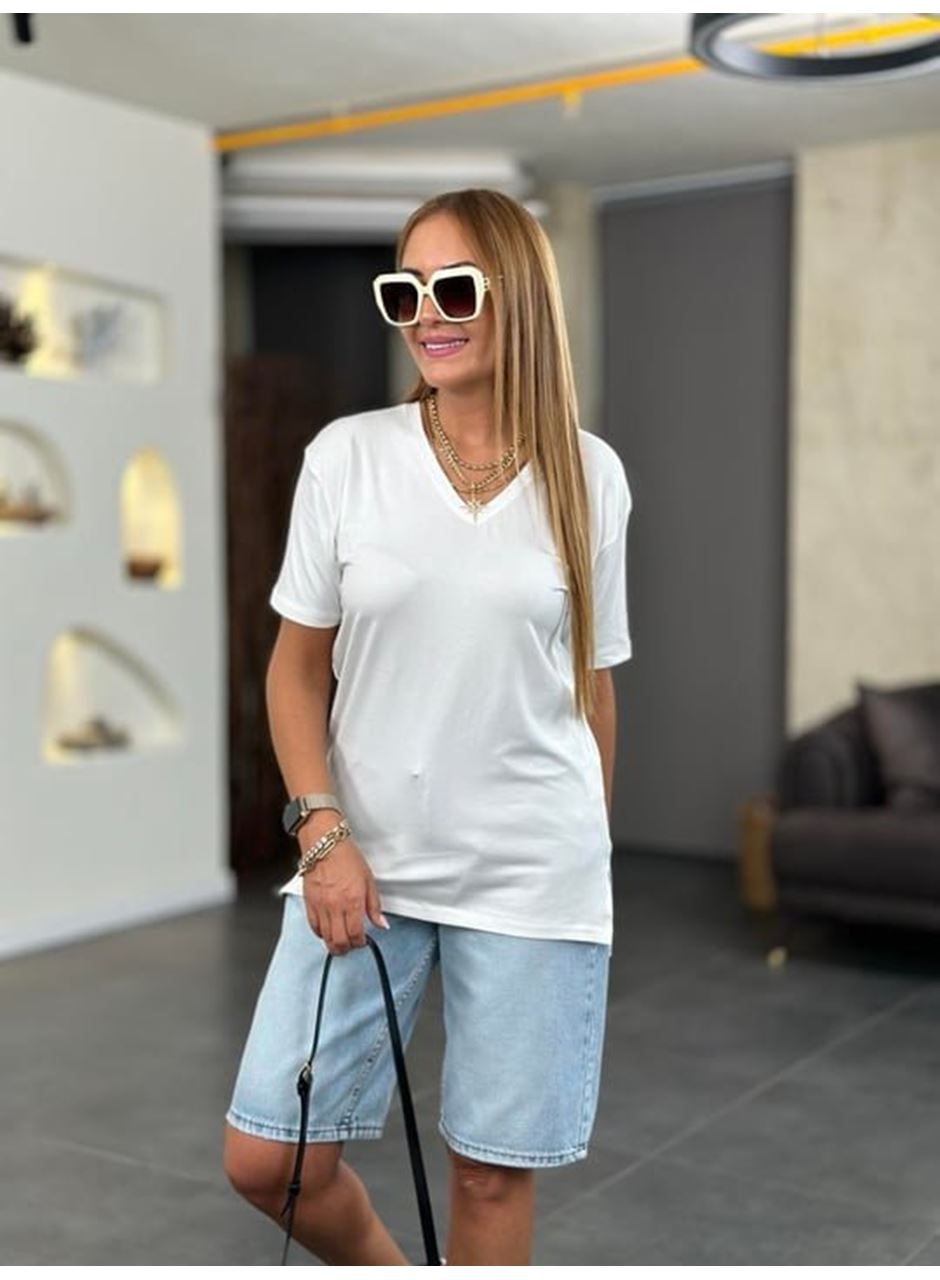 Kadın Kısa Kollu V Yaka Bluz