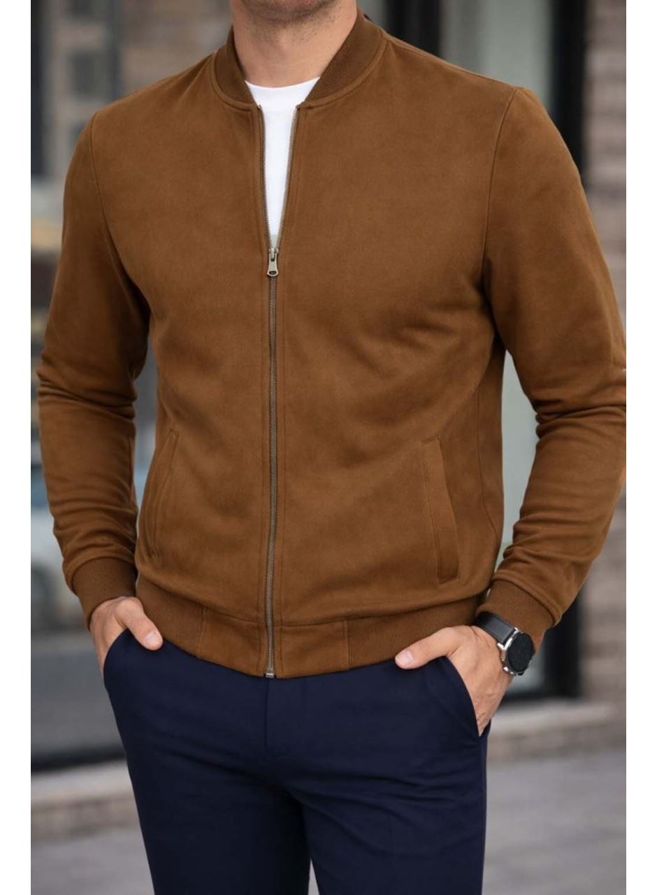 Erkek önden Fermuarlı Içi Astarlı Süet Ceket