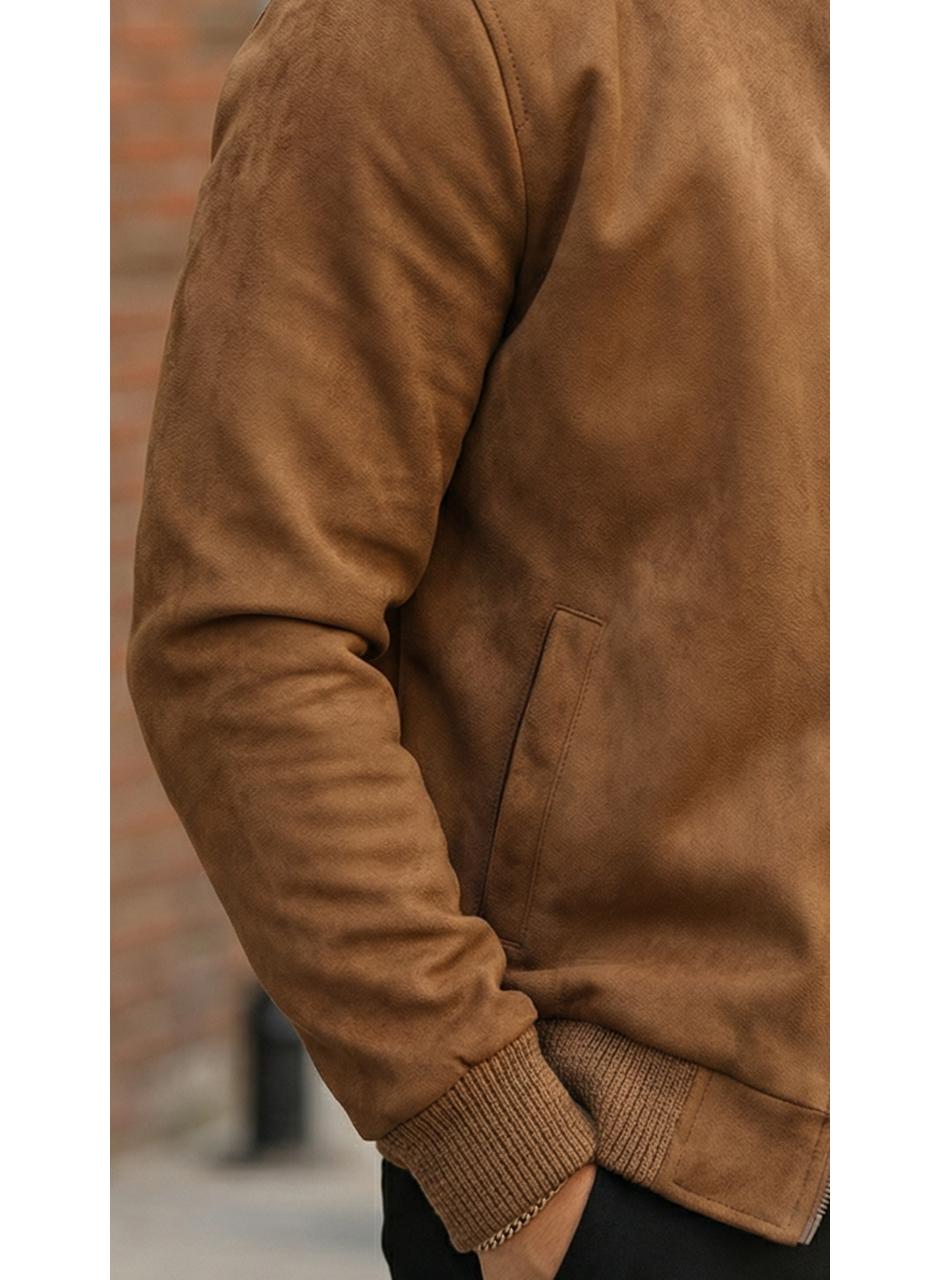 Erkek önden Fermuarlı Içi Astarlı Süet Ceket