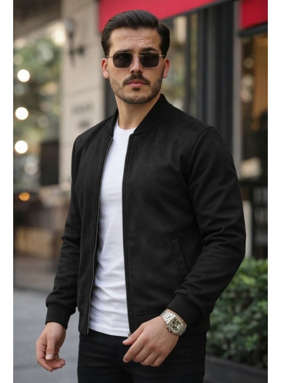 Erkek önden Fermuarlı Içi Astarlı Süet Ceket