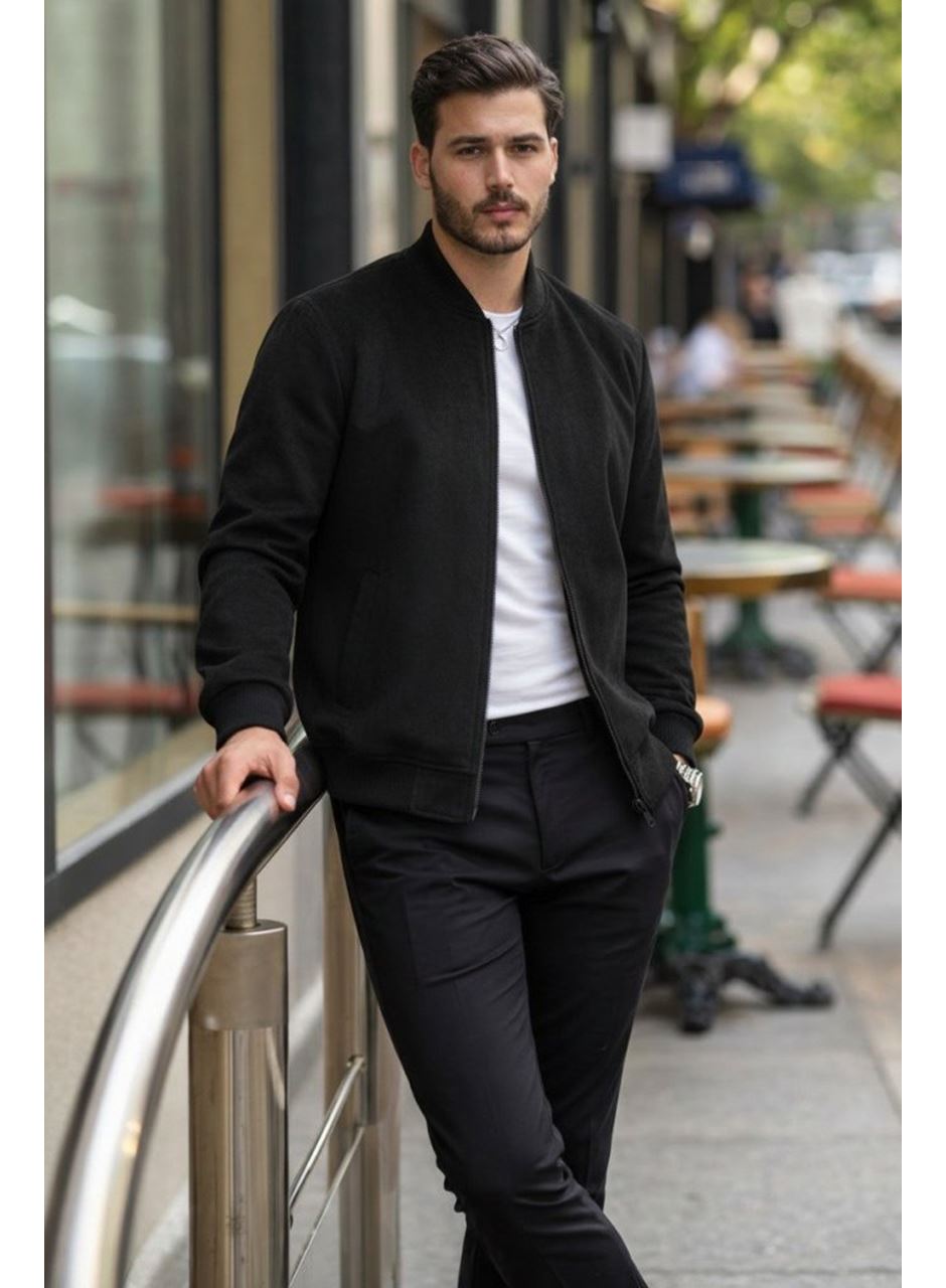 Erkek önden Fermuarlı Içi Astarlı Süet Ceket