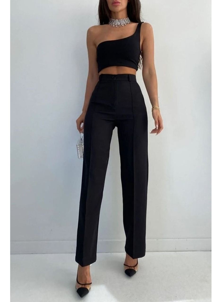 Kadın Yüksek Bel Pileli Palazzo Pantolon
