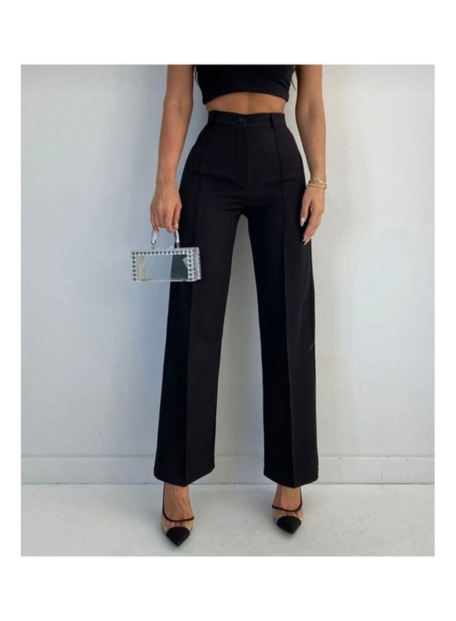 Kadın Yüksek Bel Pileli Palazzo Pantolon