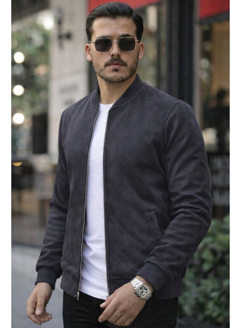 Erkek önden Fermuarlı Içi Astarlı Süet Ceket