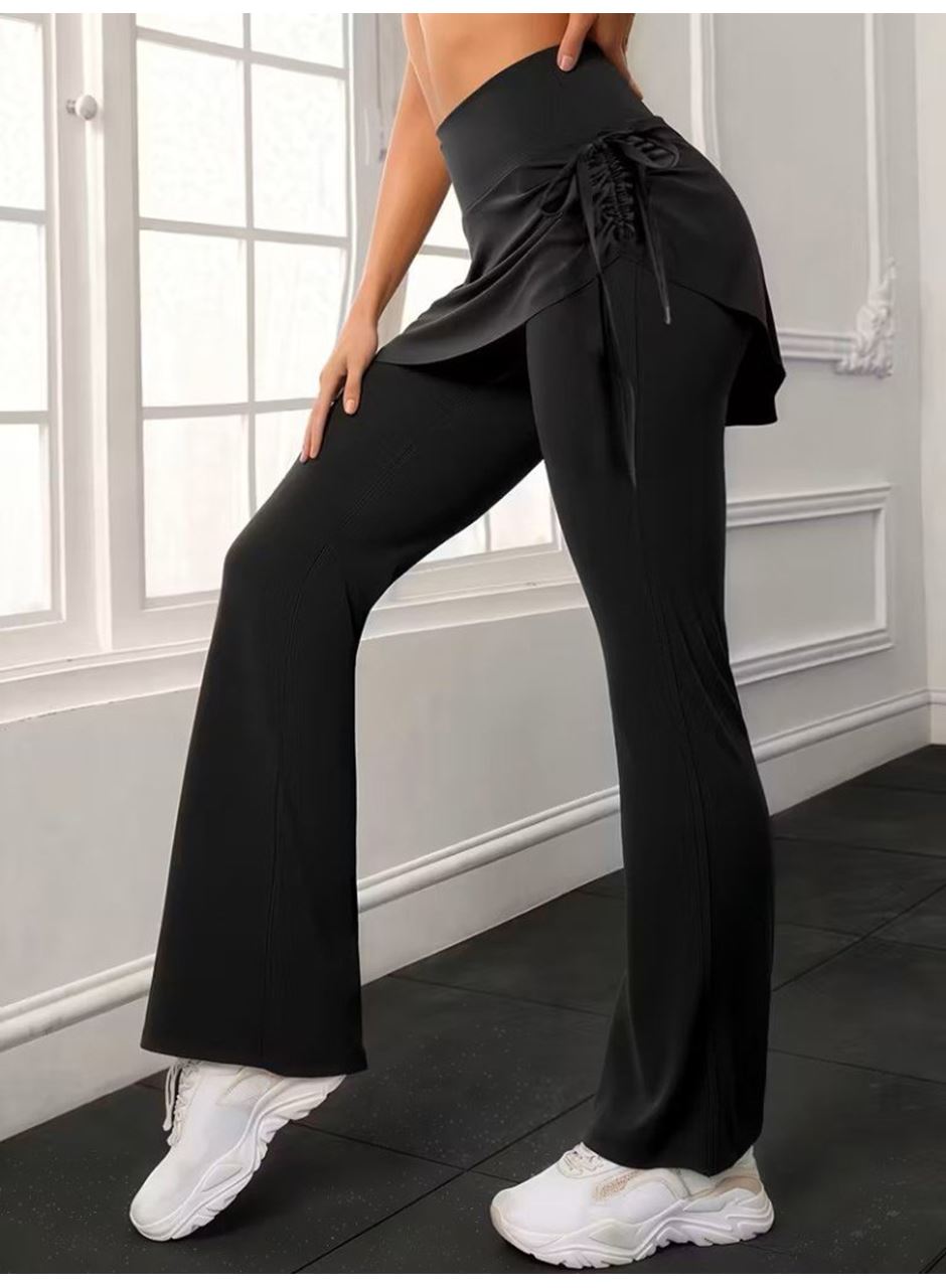 Kadın Yüksek Belli Yandan Büzgülü Paçaya Doğru Geniş Dalgıç Tayt