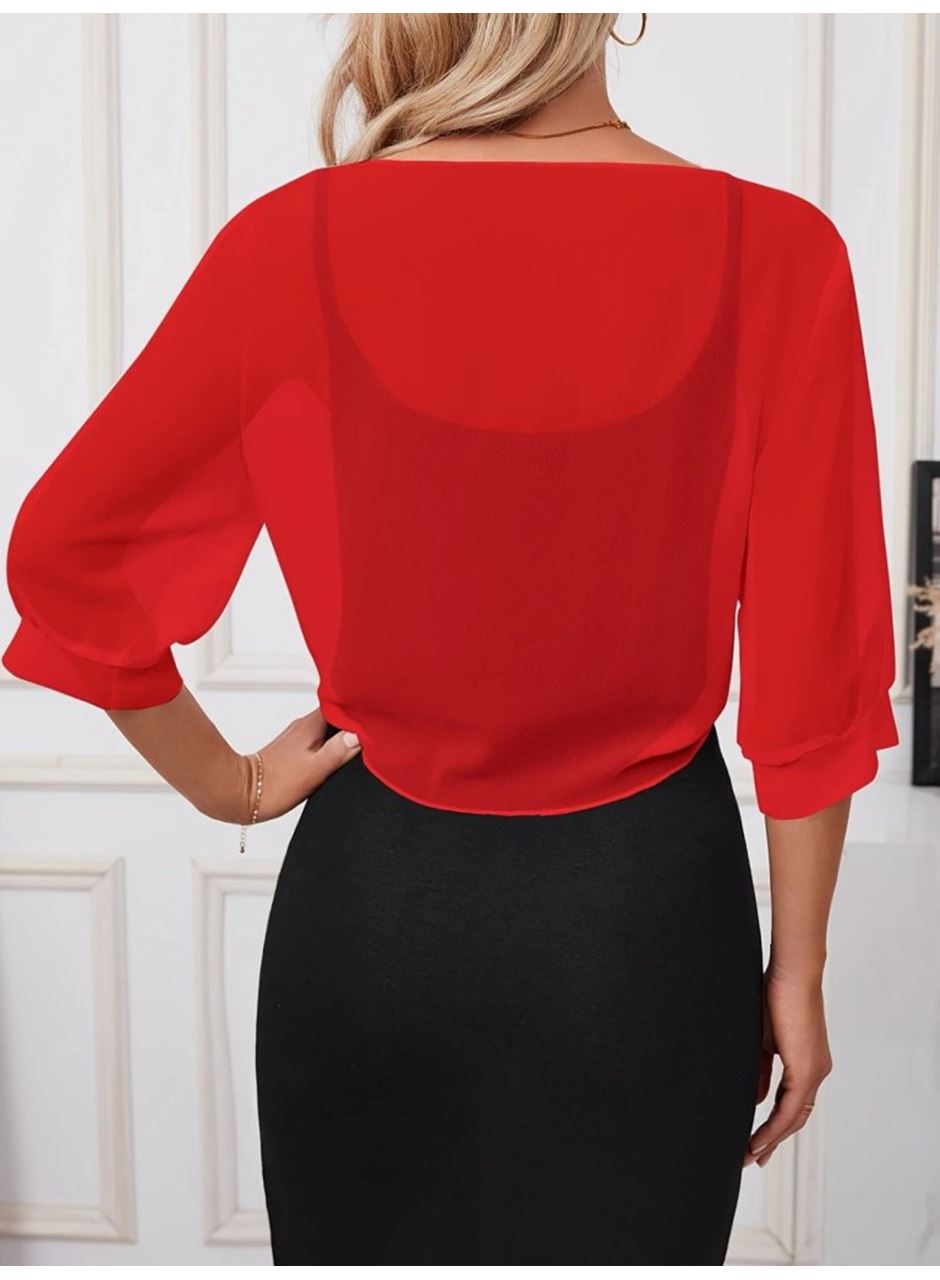 Kadın Truvakar Kollu önden Bağlamalı Kısa şifon Bolero Ceket