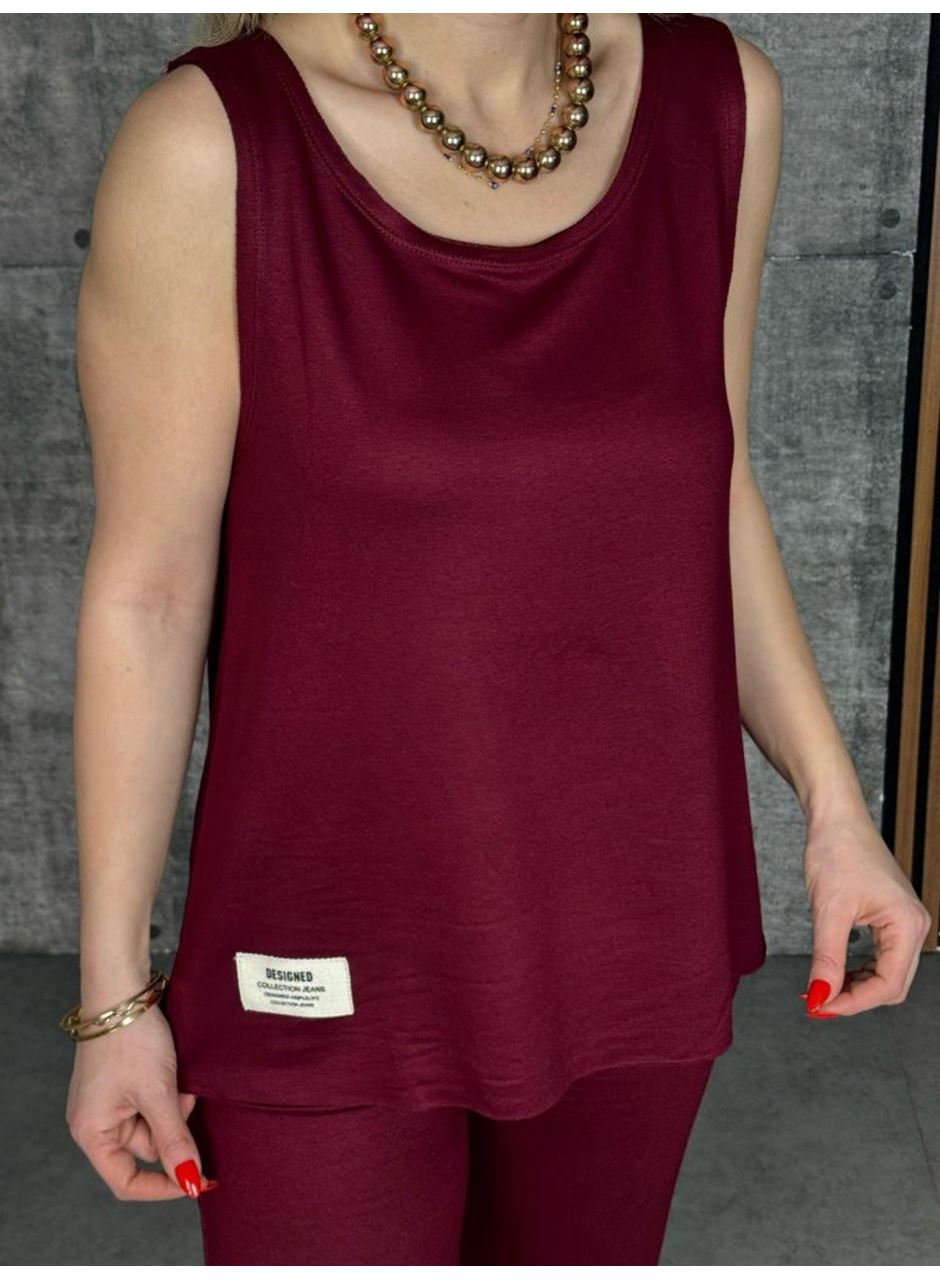 Kadın Askılı Yuvarlak Yaka Viskon Iki Iplik Bluz Ve Eşofman Altı Ikili Takım