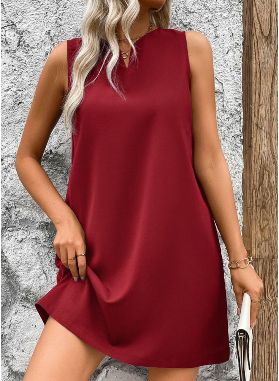 Kadın Askılı V Yakalı Geniş Kesim Detaylı Kısa Janjan Krep Elbise