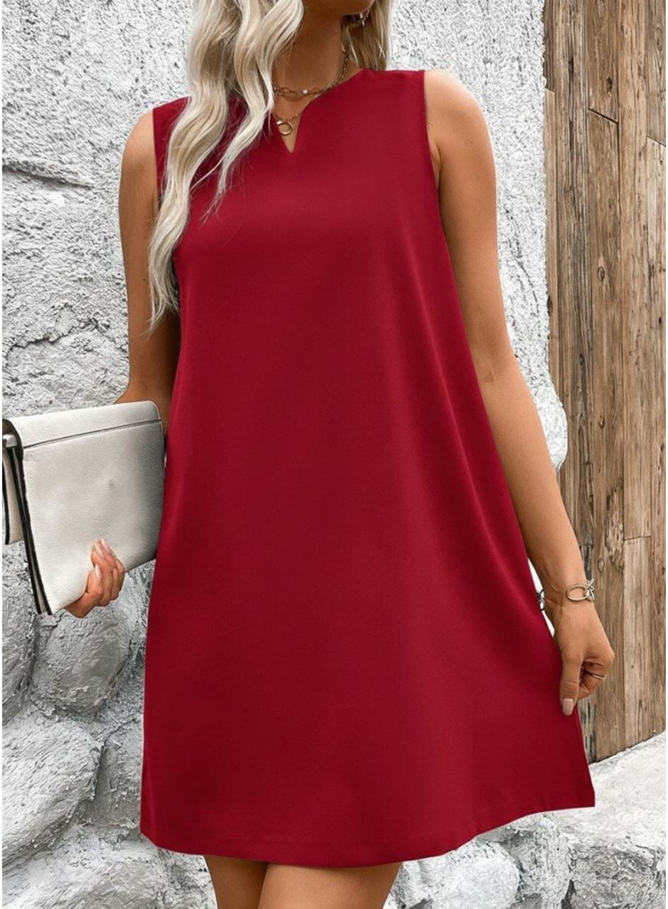 Kadın Askılı V Yakalı Geniş Kesim Detaylı Kısa Janjan Krep Elbise