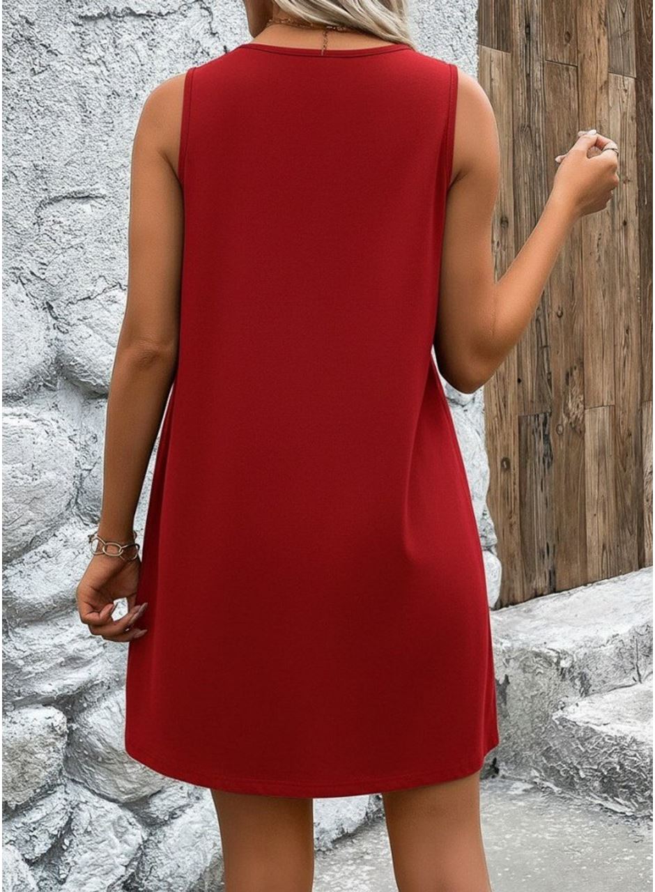 Kadın Askılı V Yakalı Geniş Kesim Detaylı Kısa Janjan Krep Elbise