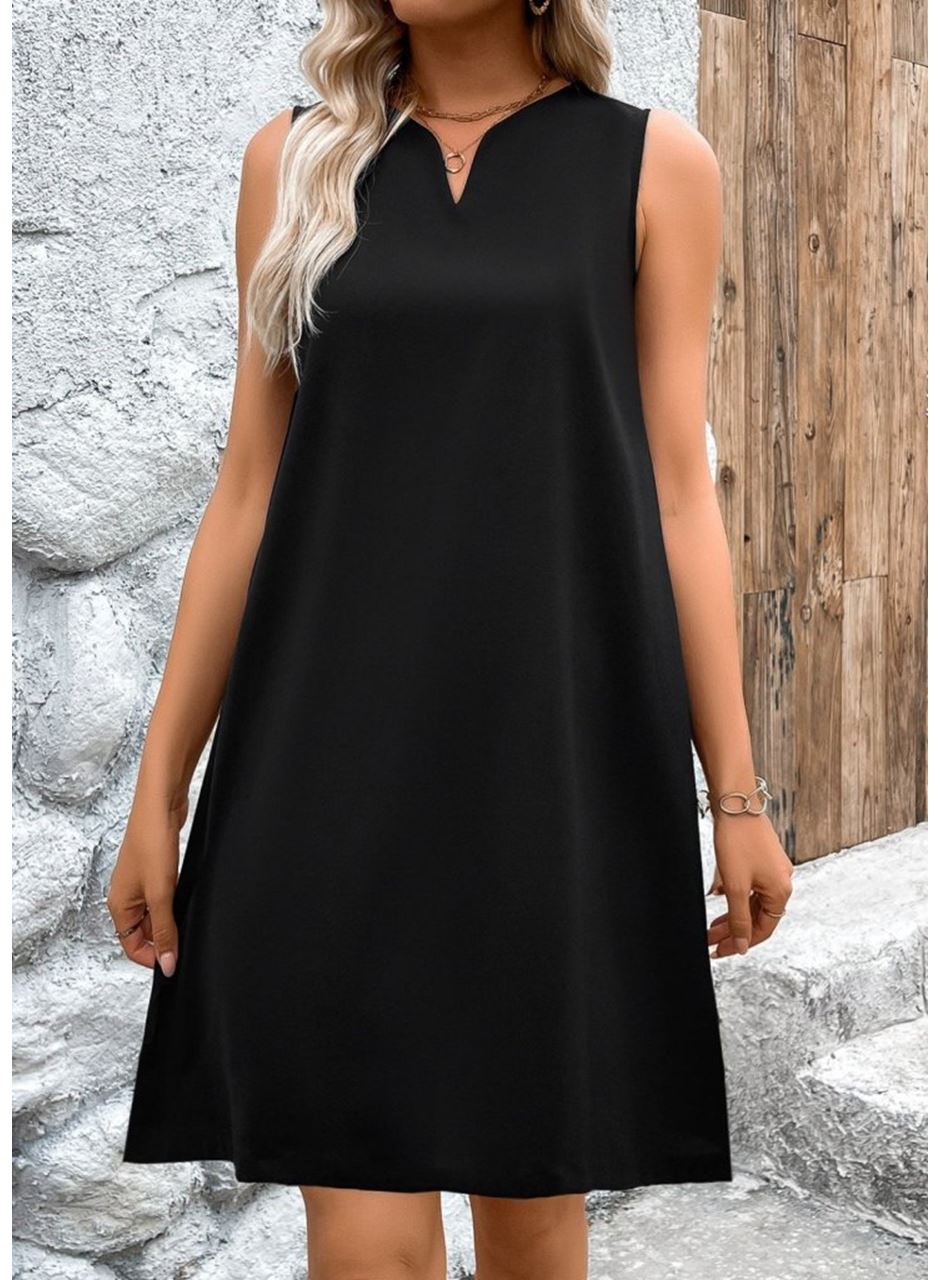 Kadın Askılı V Yakalı Geniş Kesim Detaylı Kısa Janjan Krep Elbise