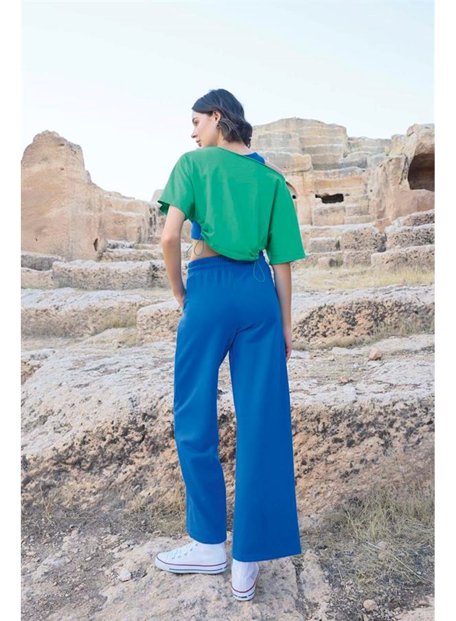 Kısa Kollu "Never Give Up" 3'lü Crop Eşofman Takımı