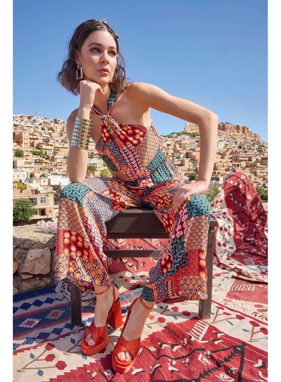 Etnik Desenli Saten Tulum