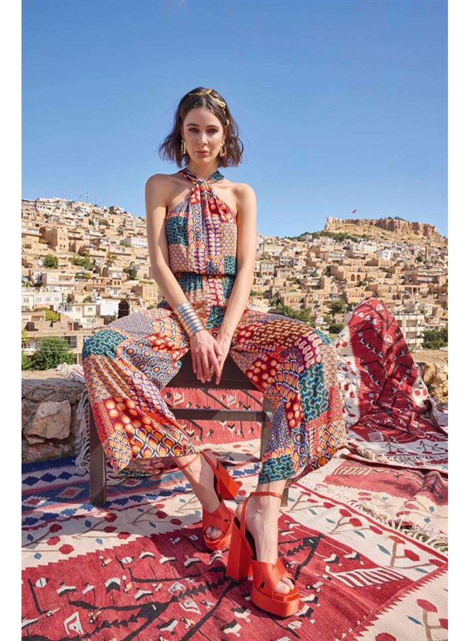 Etnik Desenli Saten Tulum