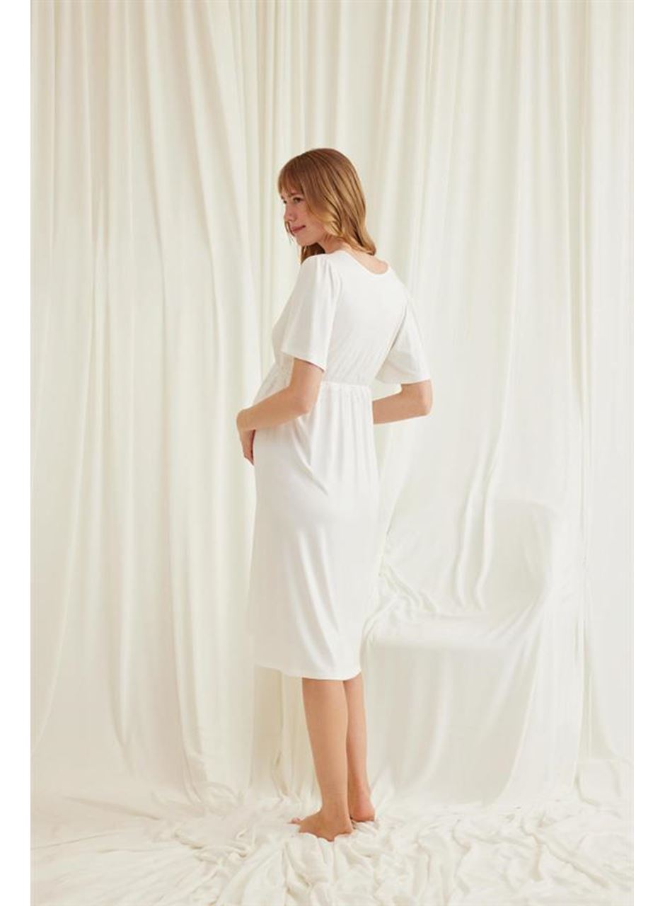 Dantelli Önü Düğmeli Hamile Lohusa Gecelik