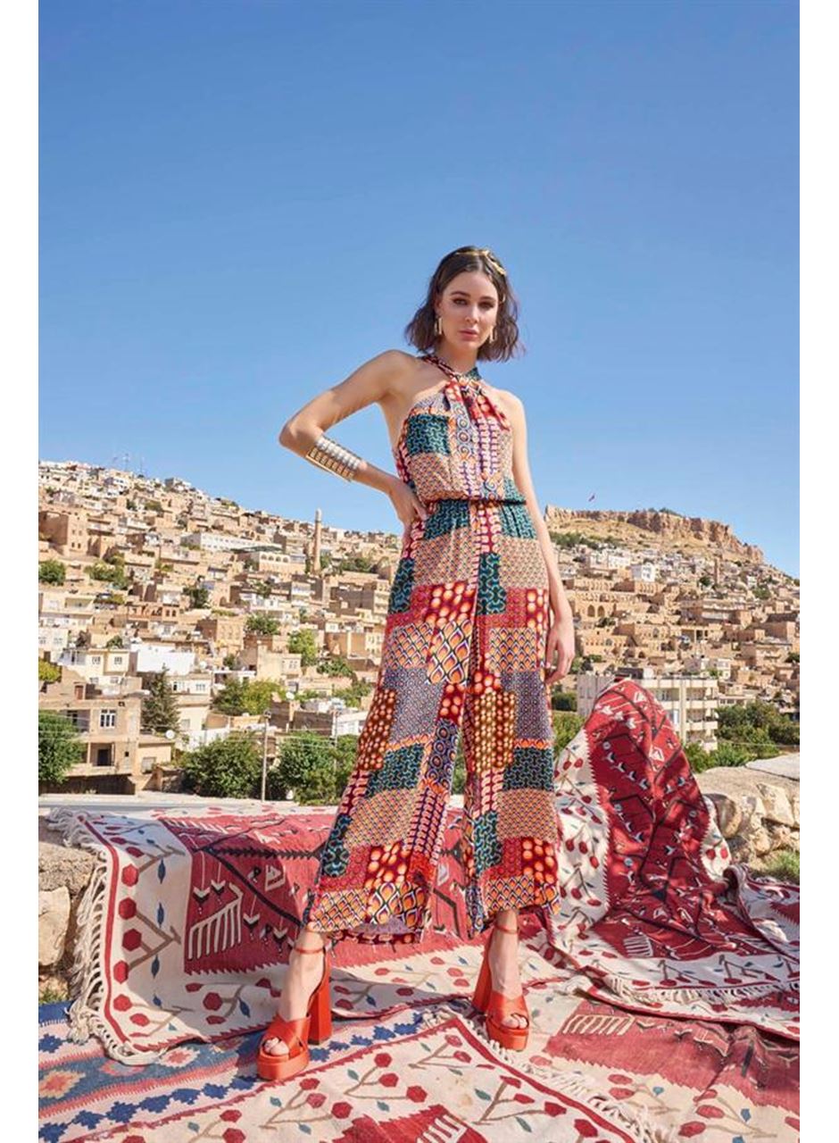 Etnik Desenli Saten Tulum