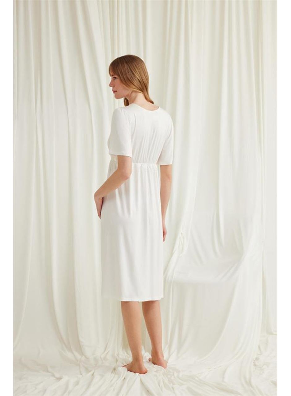 Dantelli Önü Düğmeli Hamile Lohusa Gecelik