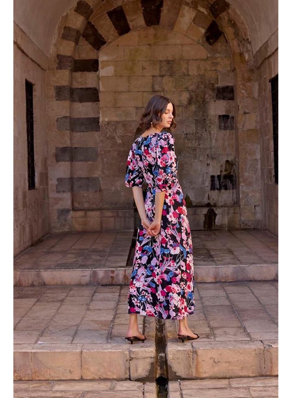 Çiçek Desenli Viskon Elbise