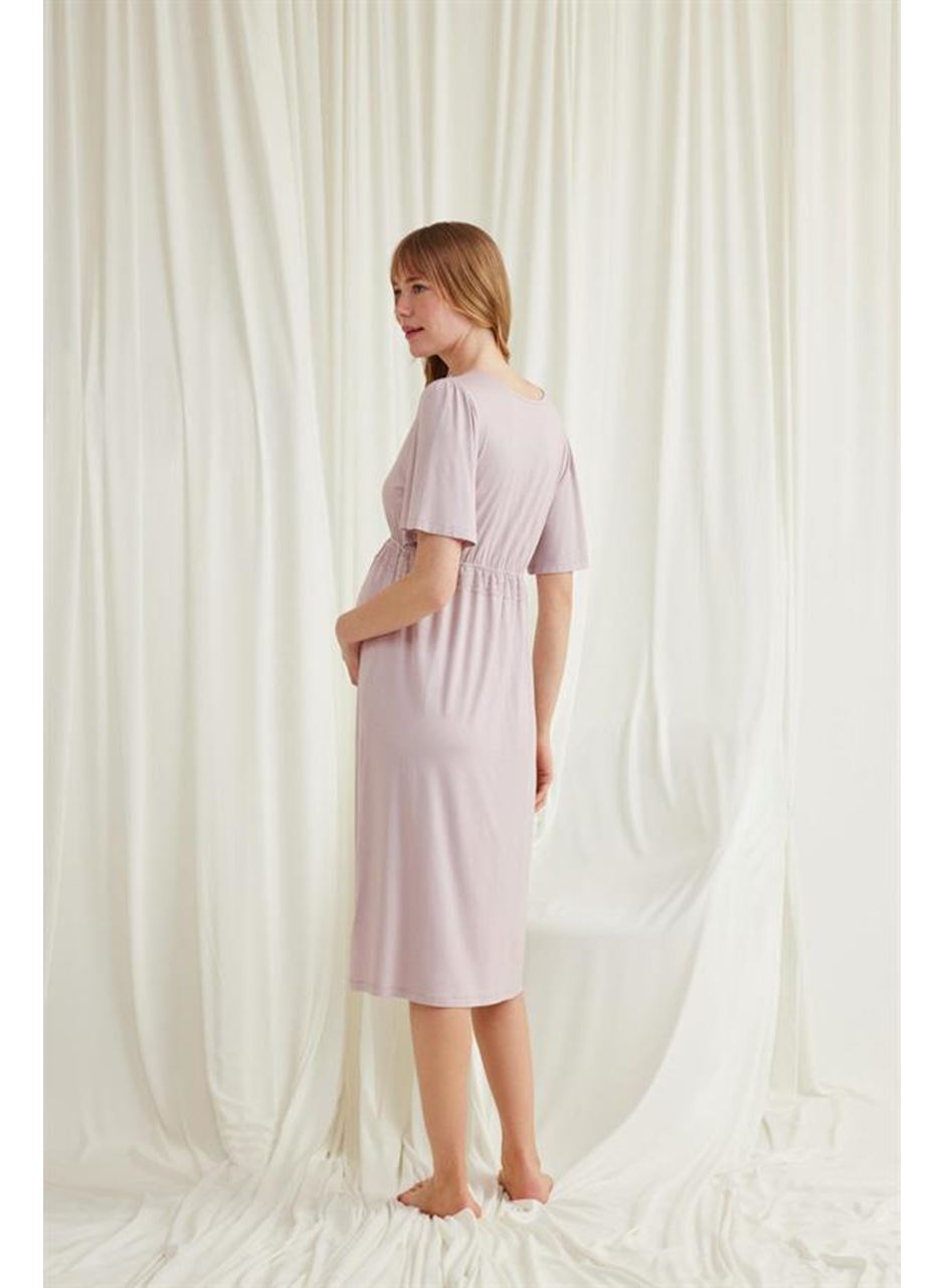 Dantelli Önü Düğmeli Hamile Lohusa Viskon Gecelik