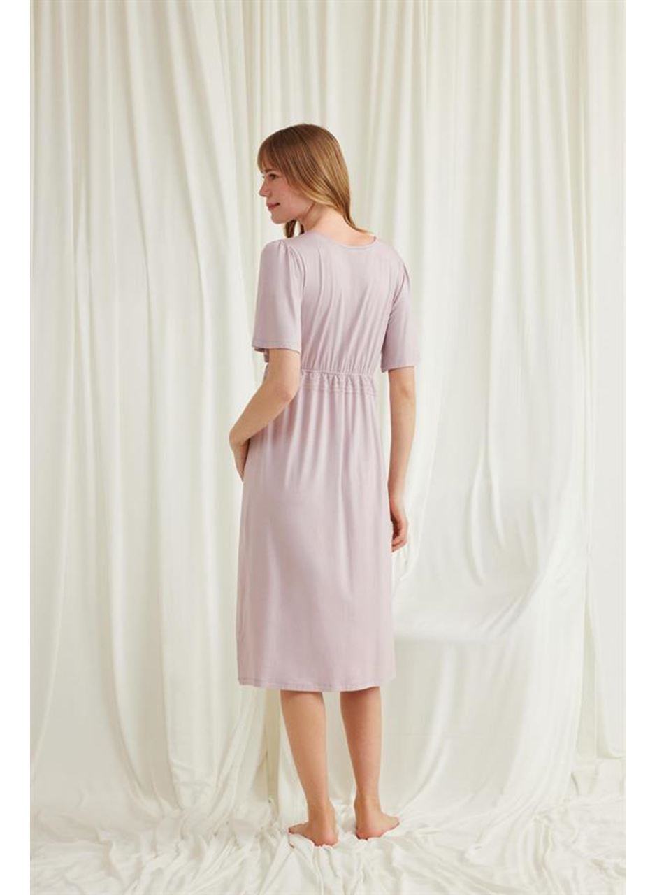 Dantelli Önü Düğmeli Hamile Lohusa Viskon Gecelik
