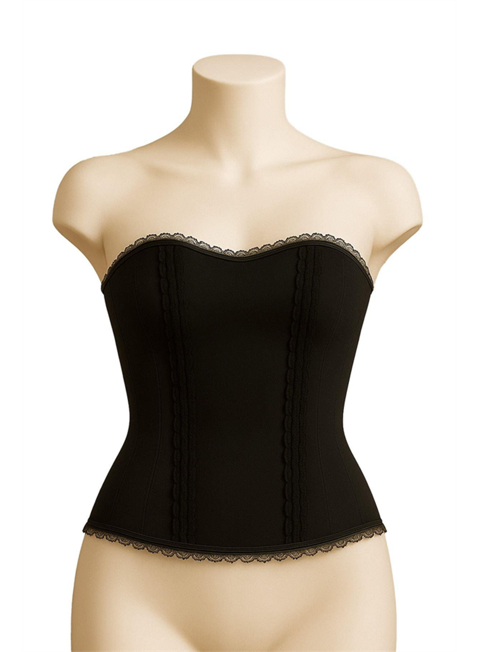 Siyah MI Emay 9155 Fırfırlı Terletici Büstiyer