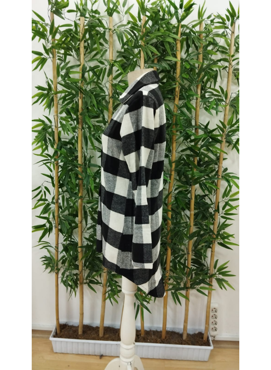 Kadın Uzun Kollu Ekoseli önden Düğmeli Dokuma Uzun Gömlek