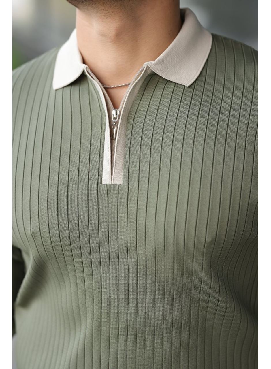 Erkek Kol Ve Yaka Detaylı Uzun Kollu Triko