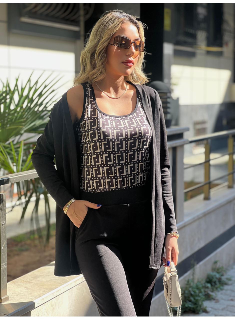 Kadın Uzun Kollukrep üçlü Takım