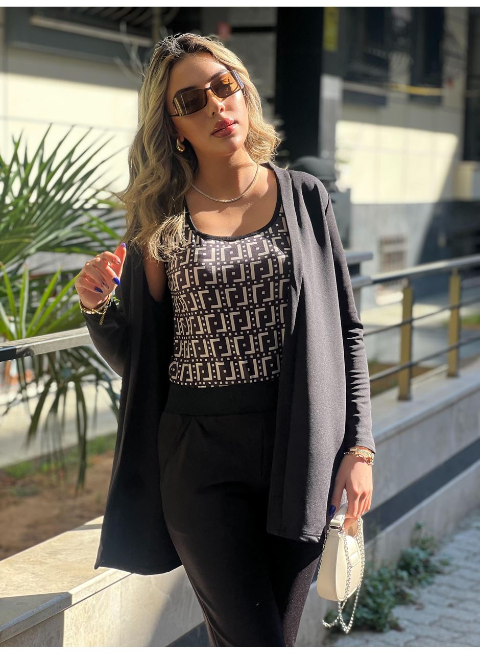 Kadın Uzun Kollukrep üçlü Takım