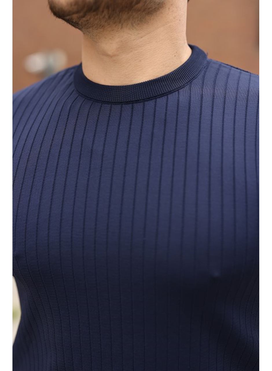 Erkek Fitilli Bisiklet Yaka Triko Tişört