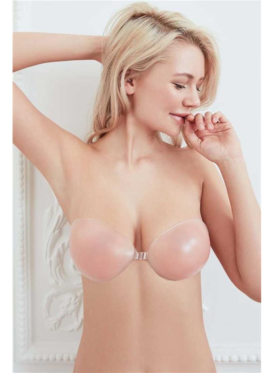 Kadın Balensiz Dikişsiz Desteksiz Straplez Önden Açılan Yapışkan Silikon Sütyen (3002)