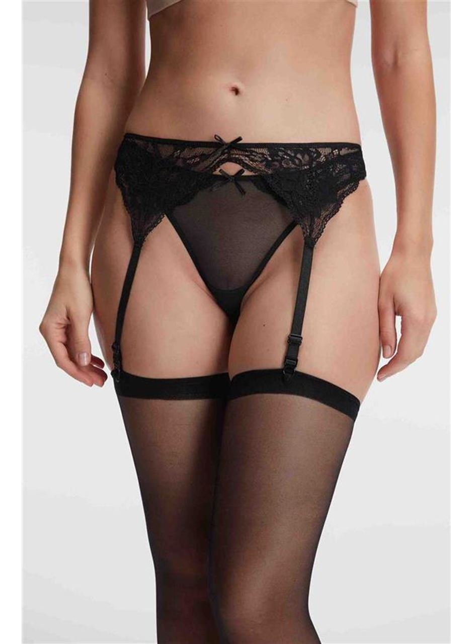 Kadın Dantelli Jartiyer String ve Çorap 3'lü Takım (6202)