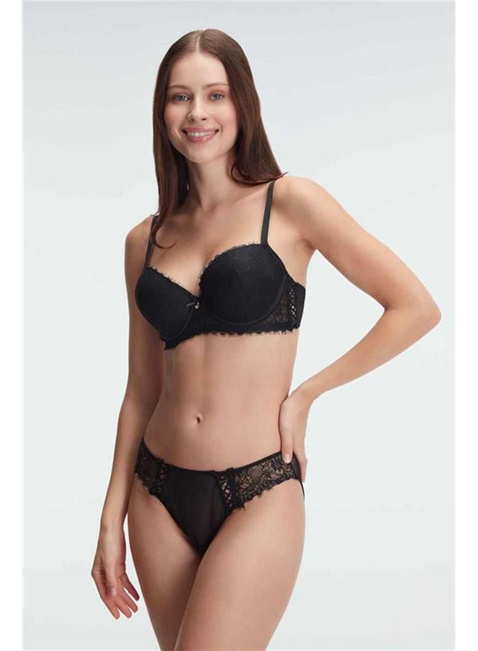 Anıl 4838 Destekli Dolgulu Balenli Kaplı Dantel Detaylı Sütyen Slip İç Çamaşırı Takım