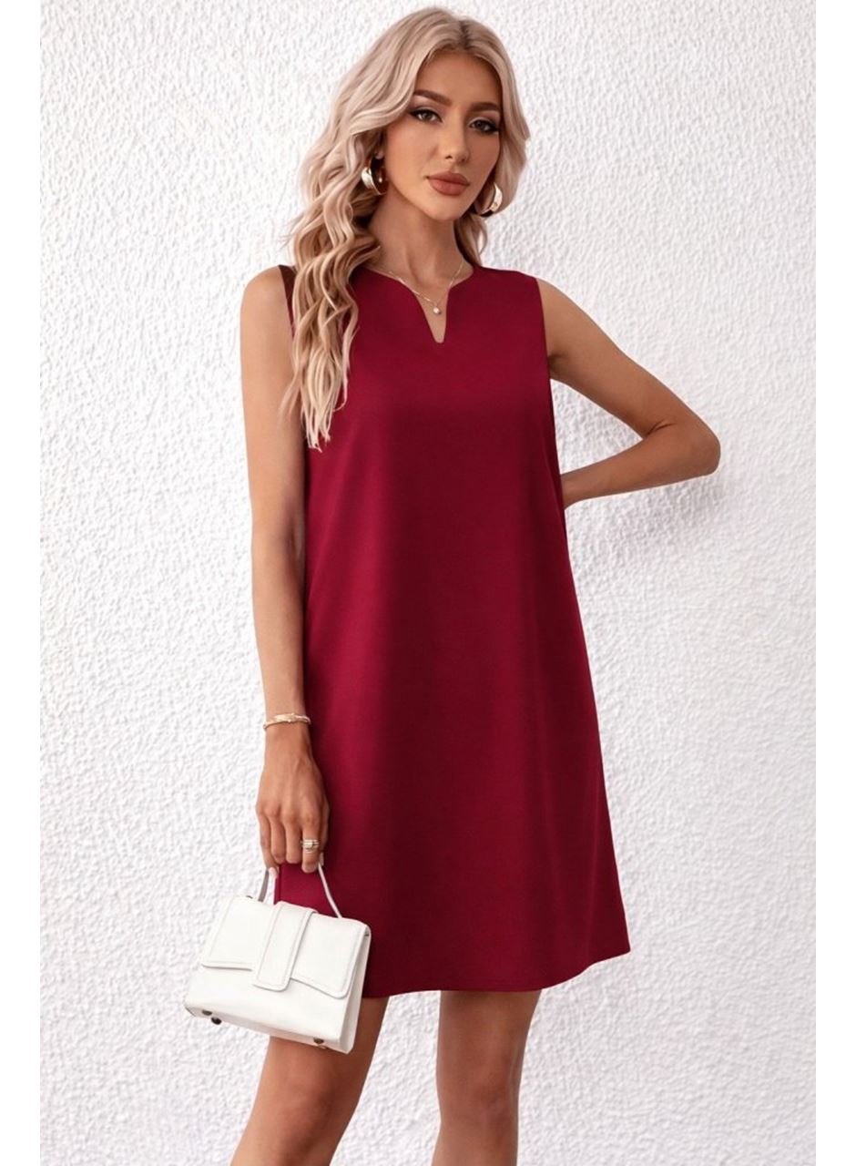 Kadın Askılı V Yakalı Mini Ithal Krep Elbise