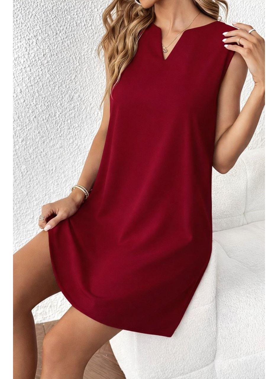 Kadın Askılı V Yakalı Mini Ithal Krep Elbise