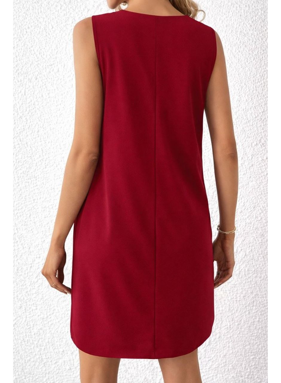 Kadın Askılı V Yakalı Mini Ithal Krep Elbise