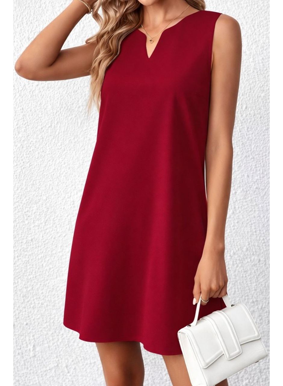 Kadın Askılı V Yakalı Mini Ithal Krep Elbise