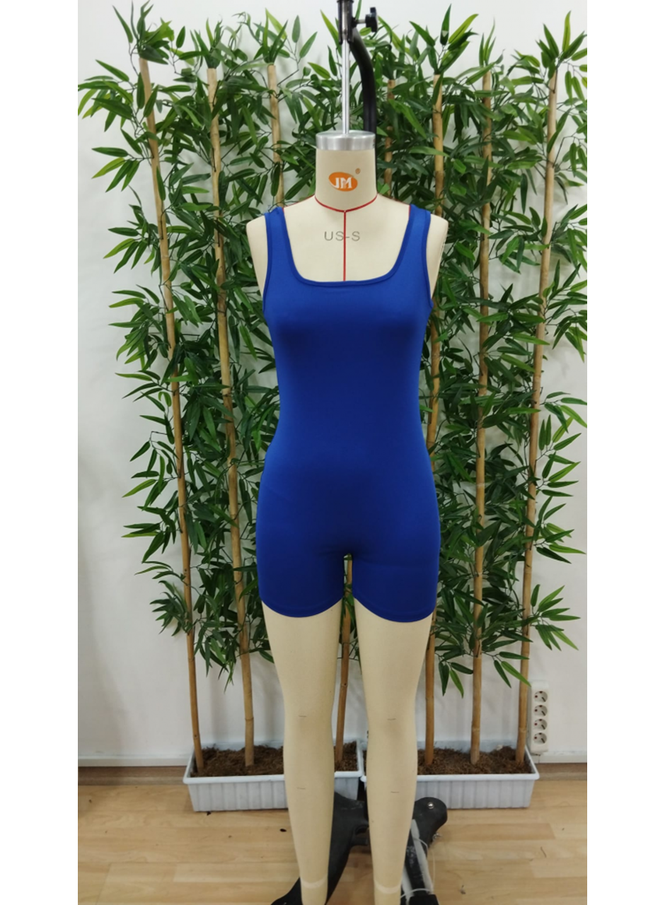 Kadın Kare Yaka Sırt Dekolte Detay Dalgıç Bodycon Mini Tulum