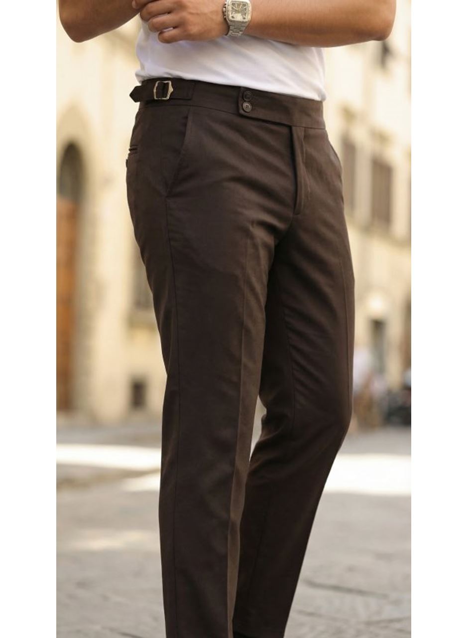 Erkek Toka Detaylı Oldmoney Kumaş Pantolon