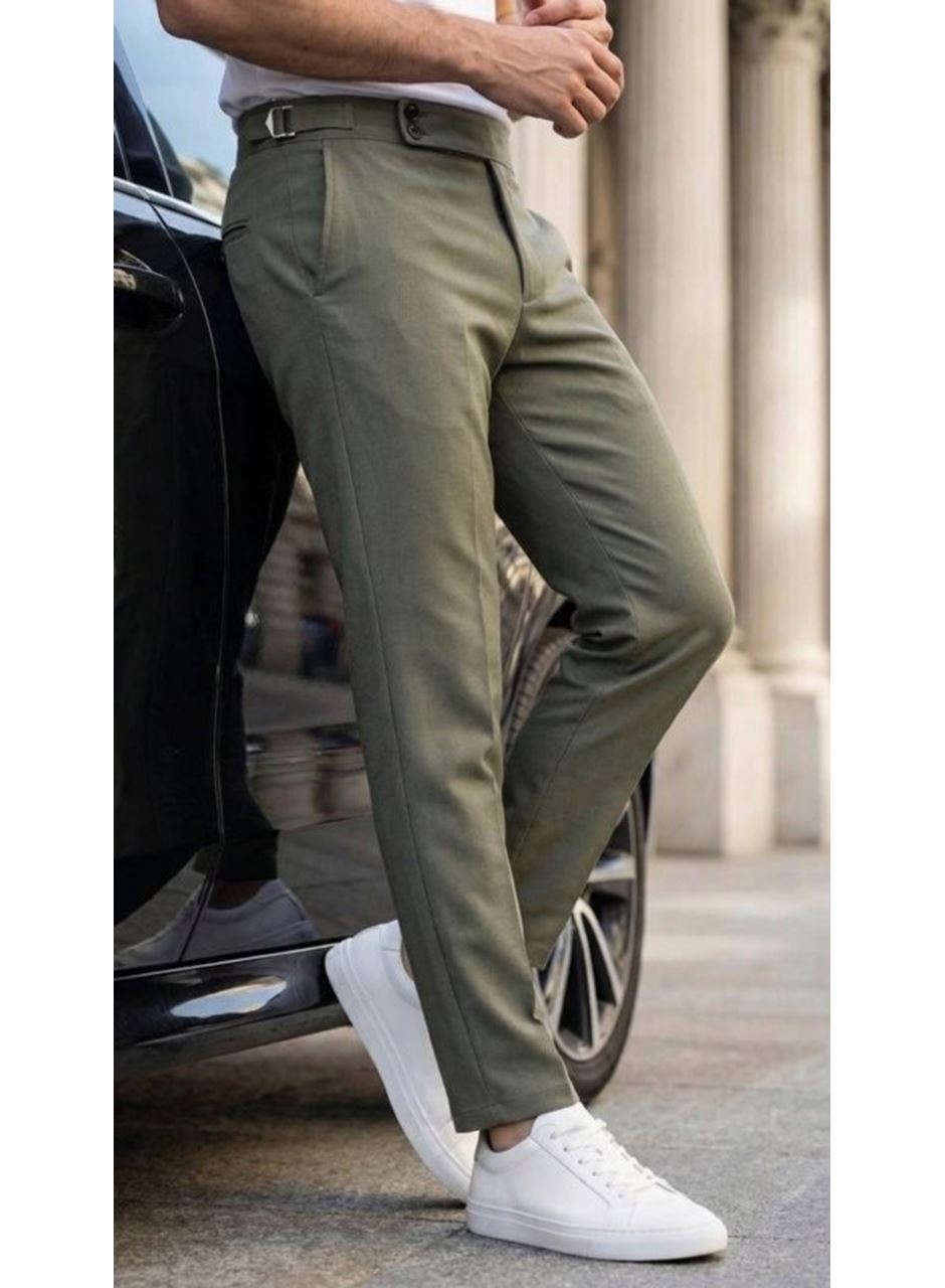 Erkek Toka Detaylı Oldmoney Kumaş Pantolon