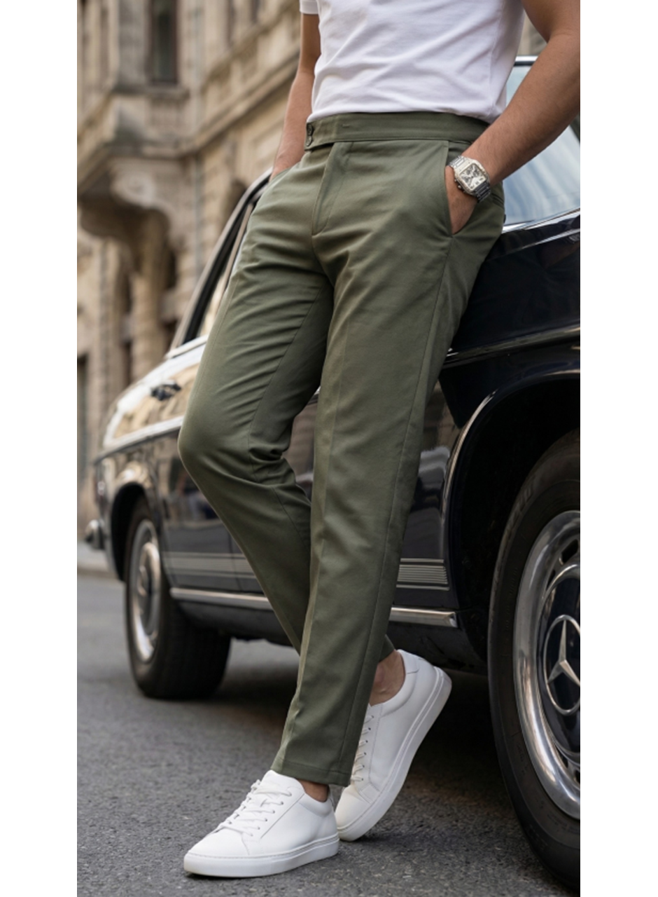 Erkek Toka Detaylı Oldmoney Kumaş Pantolon